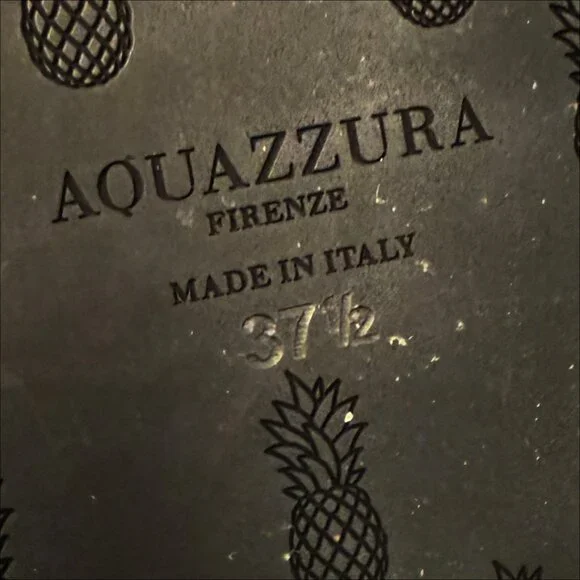 Aquazzura Boudoir Feather-Trimmed Black Animal Print Thong Sandals 7.5 - Picture 8 of 11